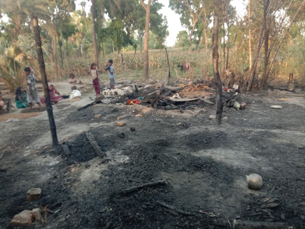 पूसा में अगलगी से तीन घर सहित तैयार मक्के की फसल जलकर खाक