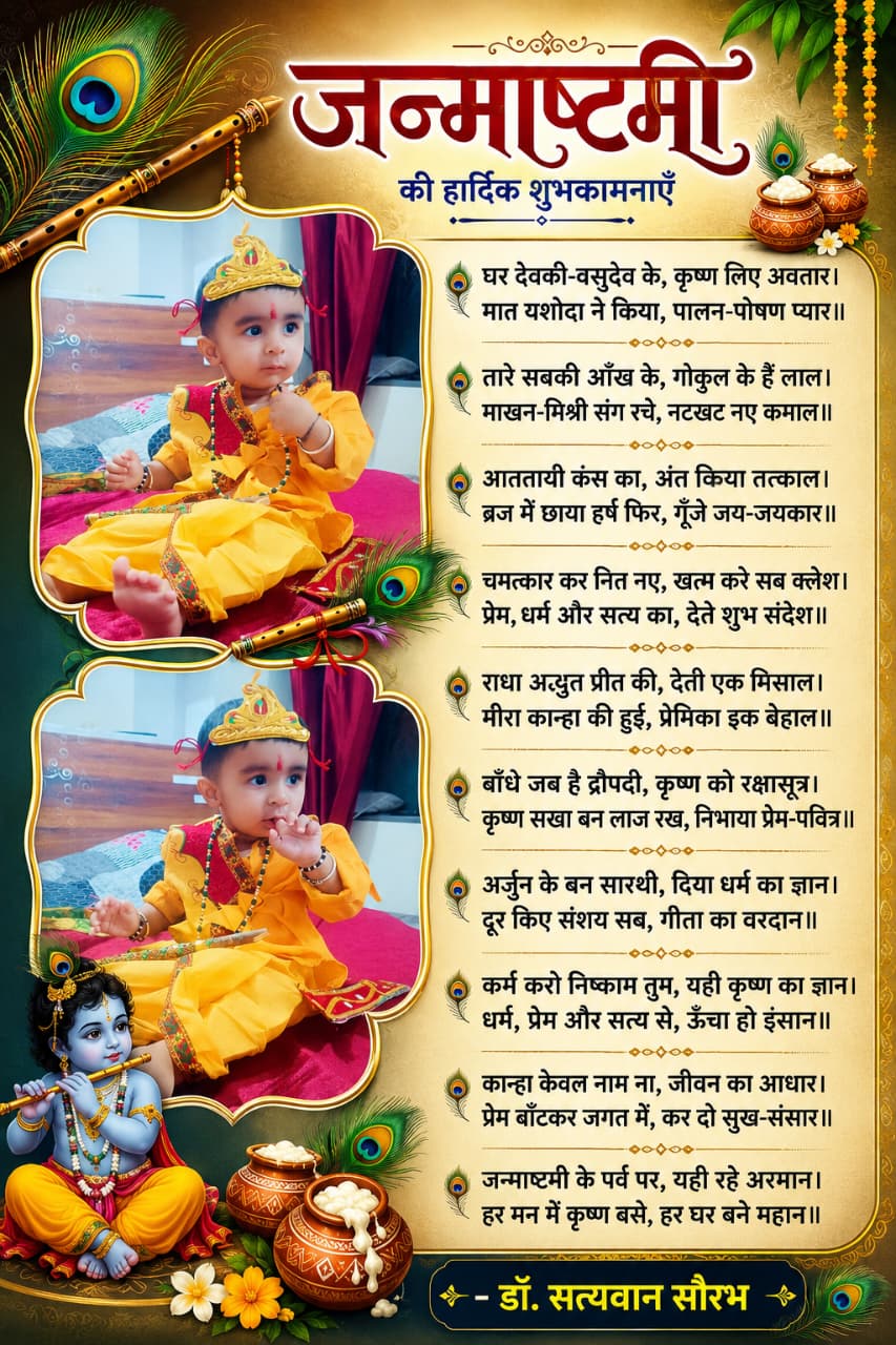घर देवकी-वसुदेव के, कृष्ण लिए अवतार।