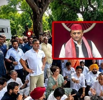 इंडिया गठबंधन मार्च : अखिलेश हिरासत में, UP में सपाइयों ने काटा बवाल